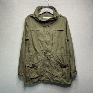 Anthropologie Bishop + Young Olive Green Hooded Utility Jacket Small